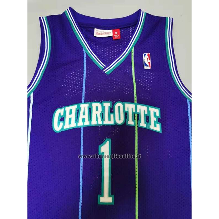 Maglia Charlotte Hornets Muggsy Bogues #1 Mitchell & Ness 1994-95 Viola